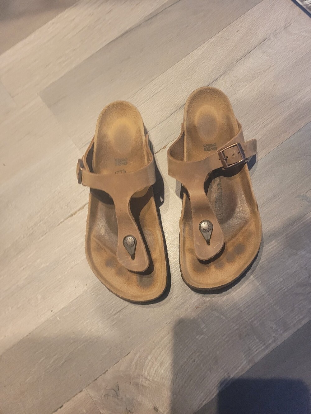 Birkenstock Gizeh Tobacco Oiled Leather Sandals Size 39 Or 8-8.5 Excellent Con. - Picture 2 of 6
